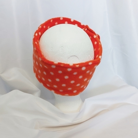 Handmade Orange and White Fleece Headband - Picture 4 of 5